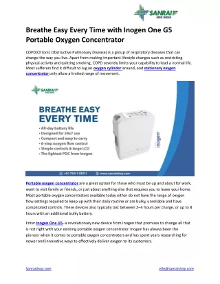 Breathe Easy Every Time With Inogen One G5 Portable Oxygen Concentrator