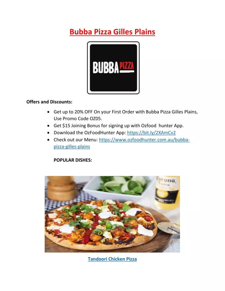 bubba pizza gilles plains