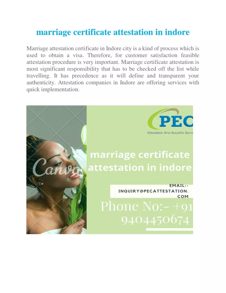 marriage certificate attestation in indore