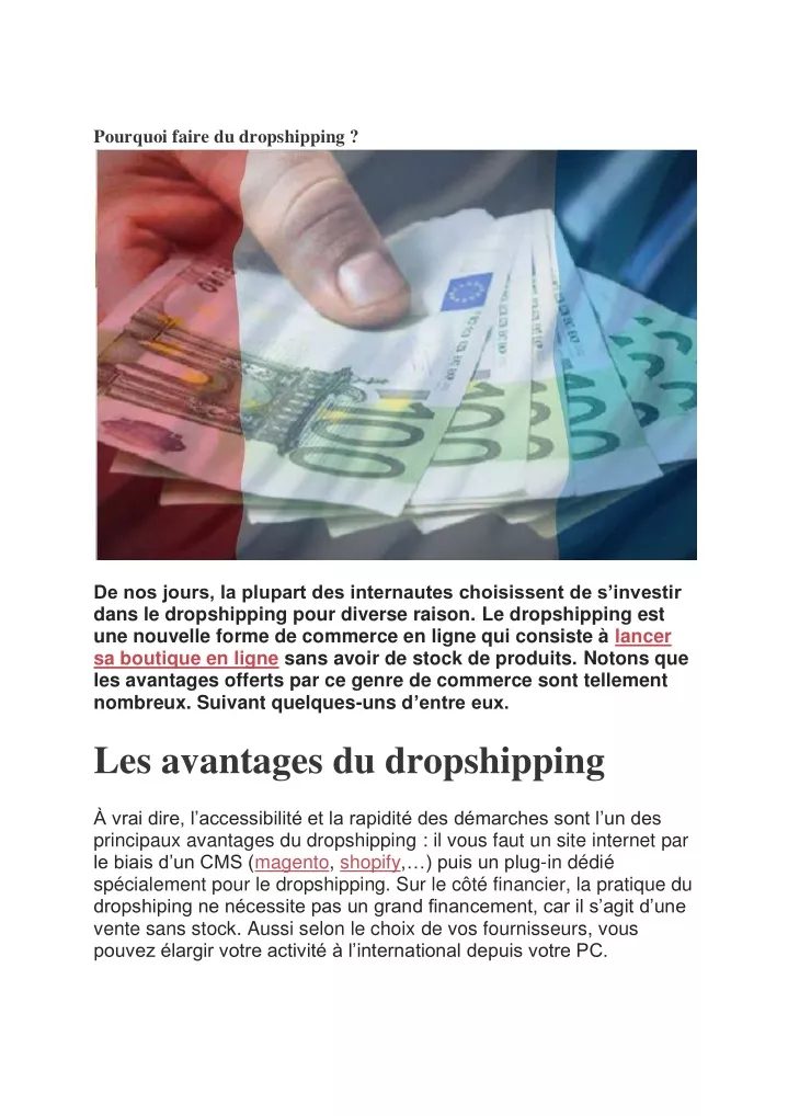 pourquoi faire du dropshipping