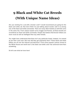 9 black and white cat breeds