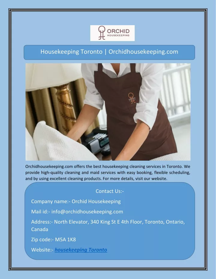 housekeeping toronto orchidhousekeeping com