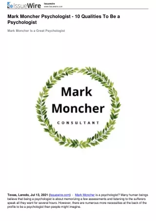 Mark Moncher Psychologist - 10 Qualities To Be a Psychologist