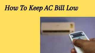 How to Keep AC Bill Low