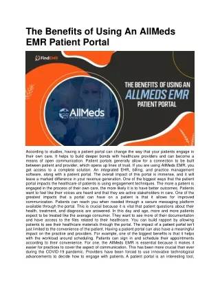 the benefits of using an allmeds emr patient