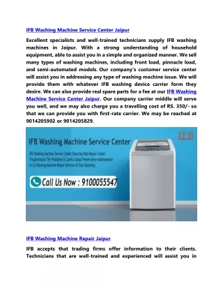 ifb washing machine service center jaipur