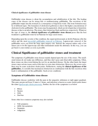 clinical significance of gallbladder stone disease
