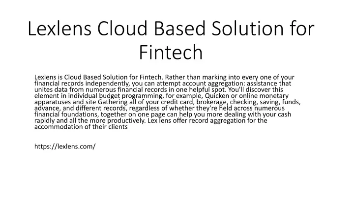 lexlens cloud based solution for fintech