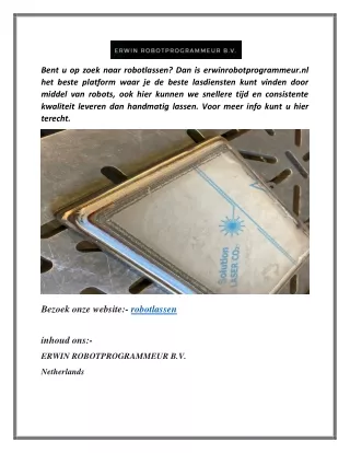 bent u op zoek naar robotlassen