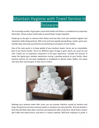 Maintain Hygiene with Towel Service in Delaware
