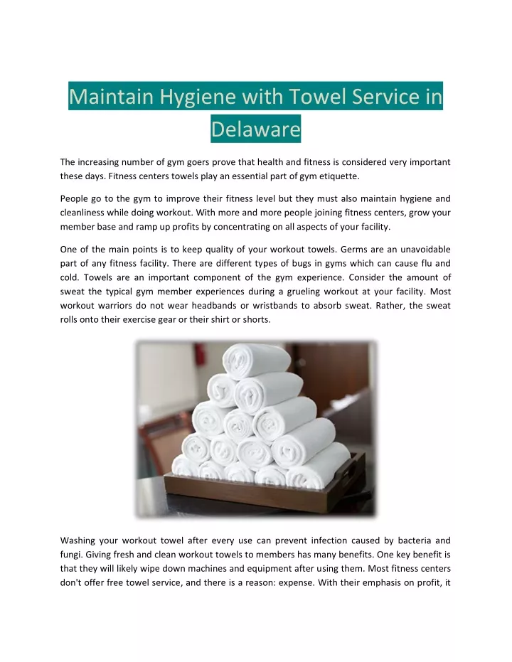 maintain hygiene with towel service in delaware