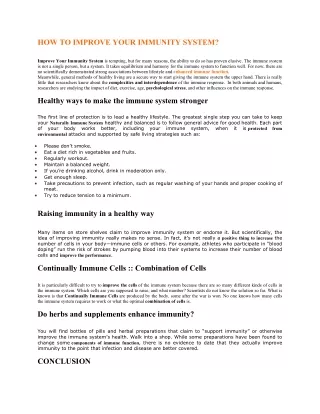 HOW TO IMPROVE YOUR IMMUNITY SYSTEM PDF