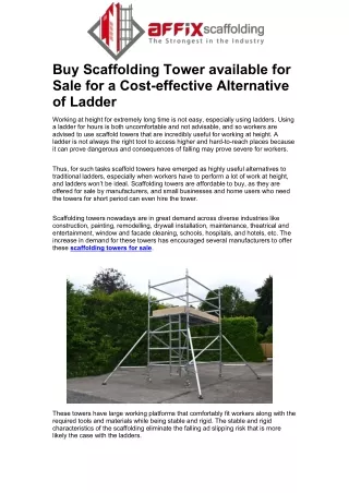 buy scaffolding tower available for sale
