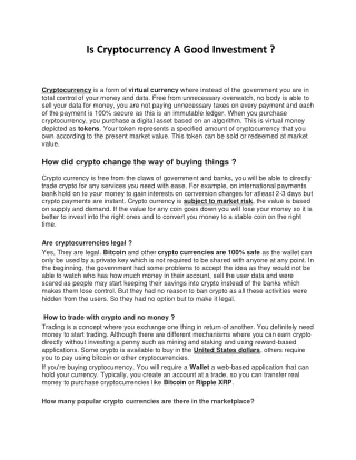 Is Cryptocurrency A Good Investment - Votan Ventures