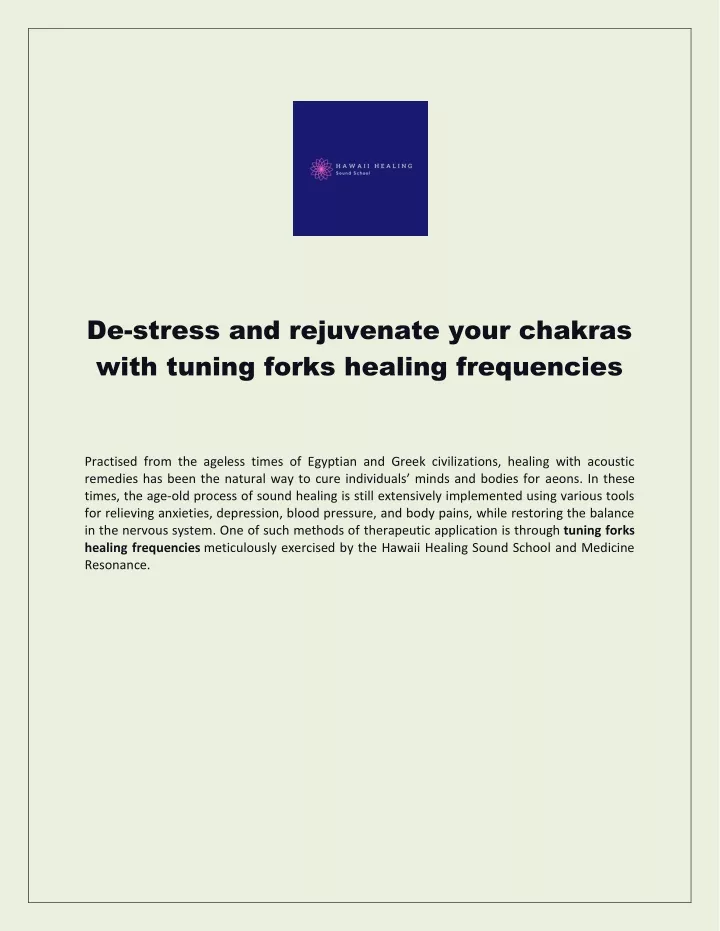 de stress and rejuvenate your chakras with tuning