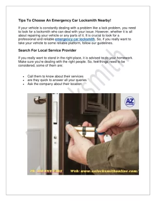 Car Lockout Service By AZ Locksmith