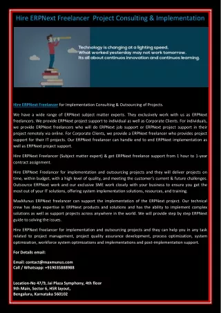Hire ERPNext Freelancer  Project Consulting & Implementation