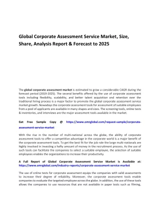Global Corporate Assessment Service Market