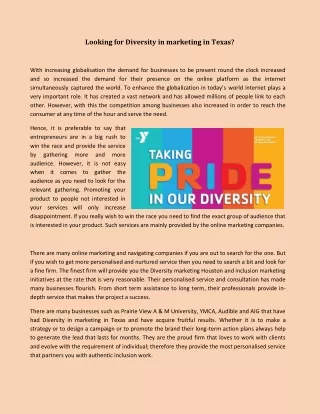 looking for diversity in marketing in texas