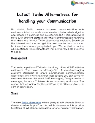 Get Aware of trending alternative of the Twilio
