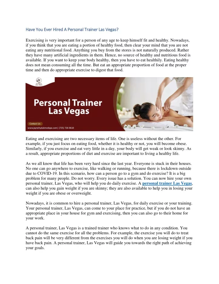 have you ever hired a personal trainer las vegas