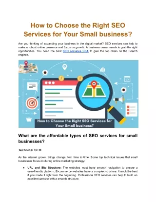 How to Choose Right SEO services for your Small business