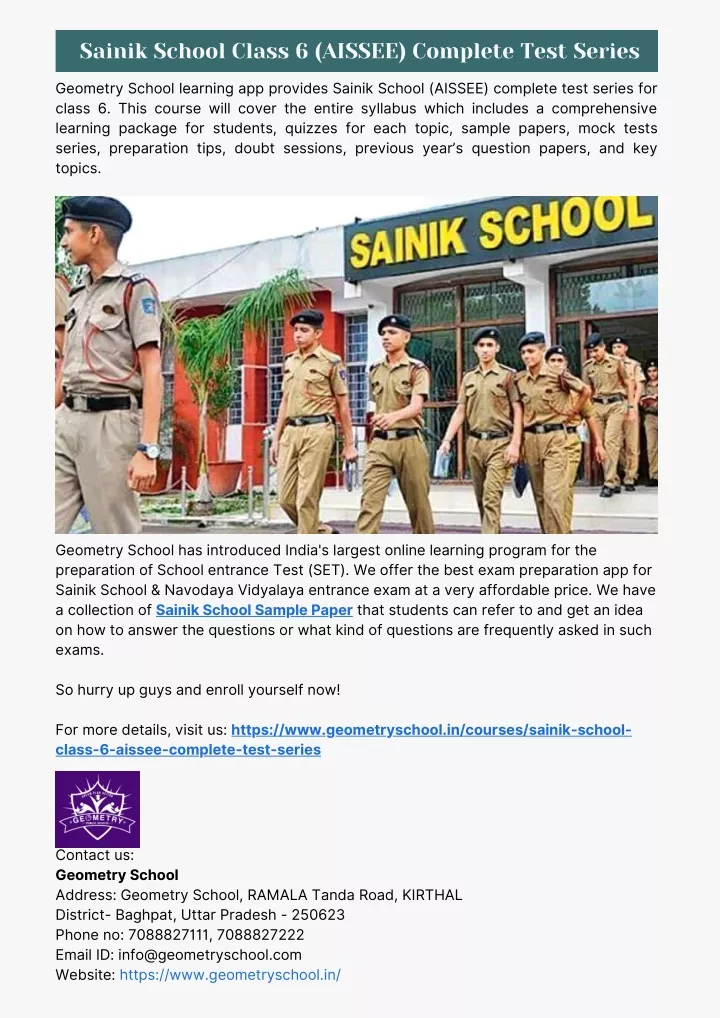 sainik school class 6 aissee complete test series