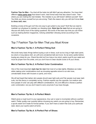 Top 7 Fashion Tips for Men That you Must Know