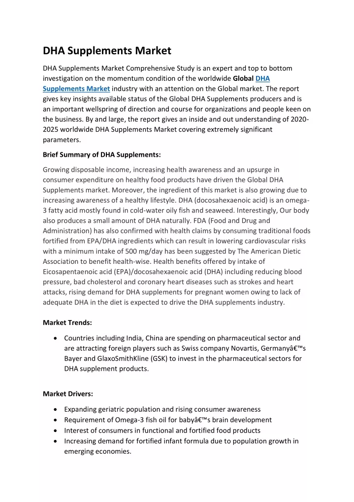 dha supplements market