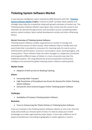 ticketing system software market a new business