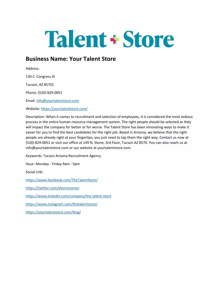 business name your talent store