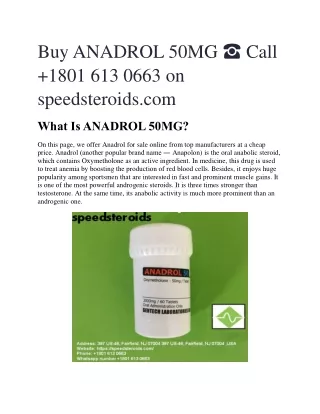 Buy ANADROL 50MG ☎ Call  1801 613 0663 on speedsteroids.com