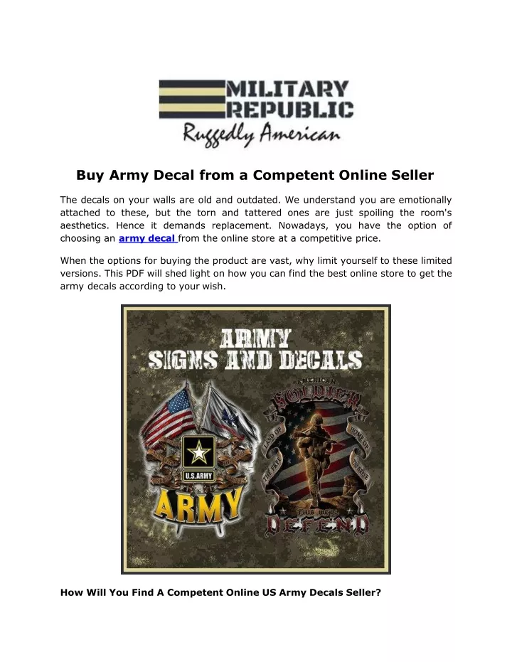 buy army decal from a competent online seller