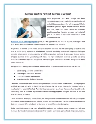 Business Coaching For Small Business at UpCoach