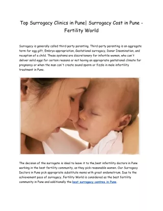 Top Surrogacy Clinics in Pune_ Surrogacy Cost in Pune - Fertility World