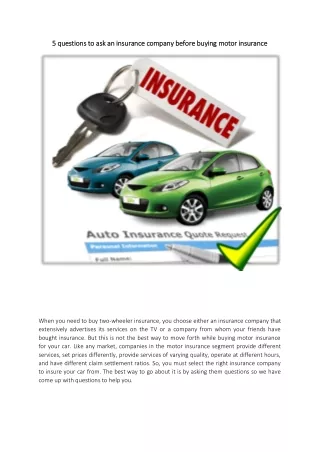 IFFCO-5 questions to ask an insurance company before buying motor insurance