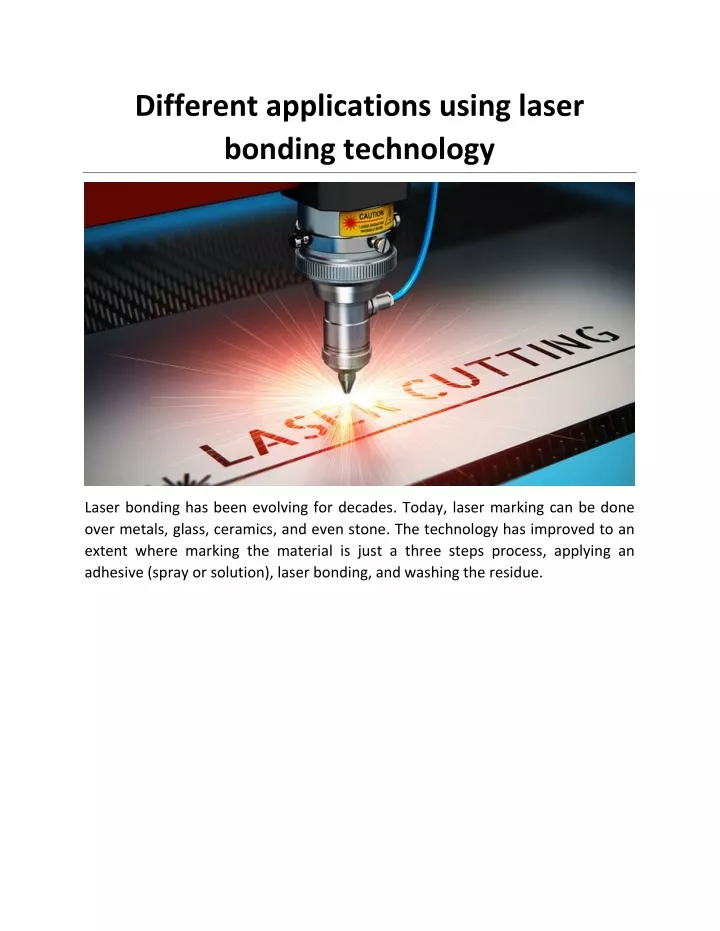 different applications using laser bonding