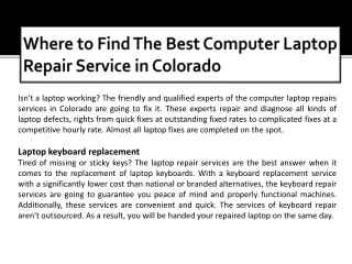 Where to Find The Best Computer Laptop Repair Service in Colorado