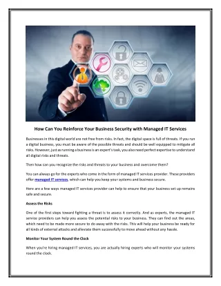 How Can You Reinforce Your Business Security with Managed IT Services