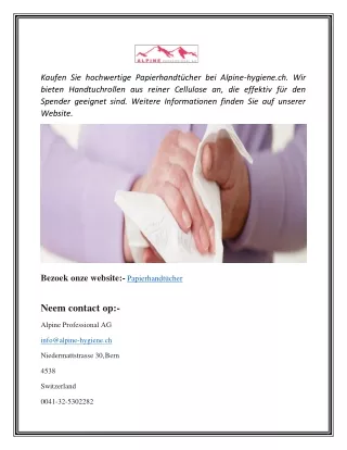 Papierhandtücher | Alpine-hygiene.ch