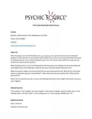 Tarot Cards Reading By Psychic Source