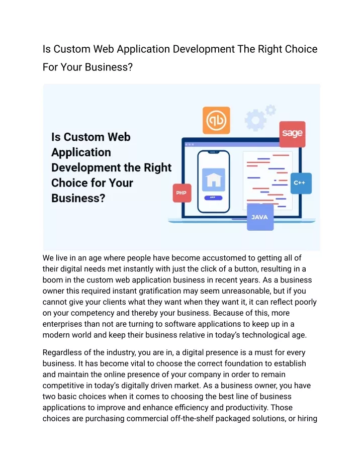 is custom web application development the right