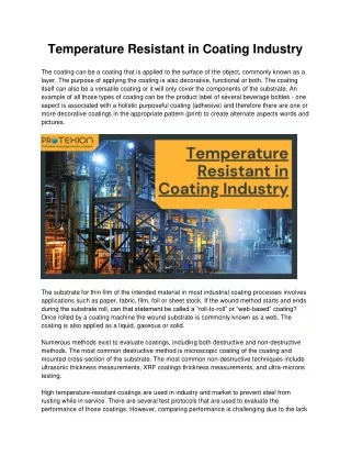 temperature resistant in coating industry