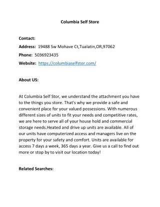 columbia self store