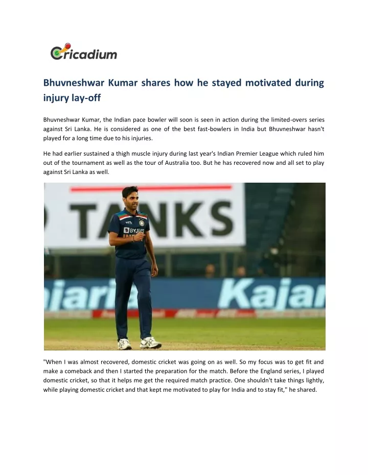 bhuvneshwar kumar shares how he stayed motivated