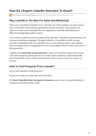 how do i export linkedin searches to excel