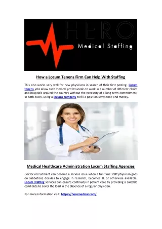 how a locum tenens firm can help with staffing