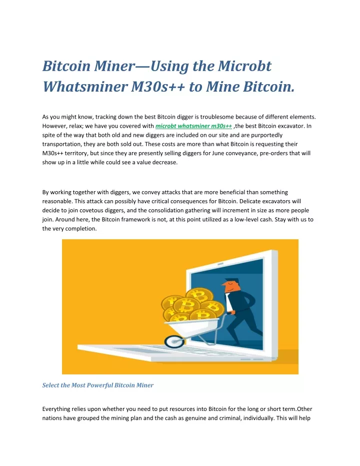bitcoin miner using the microbt whatsminer m30s