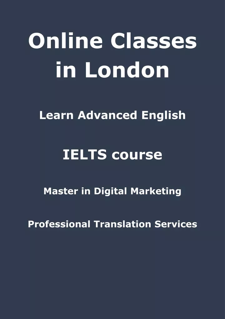 online classes in london