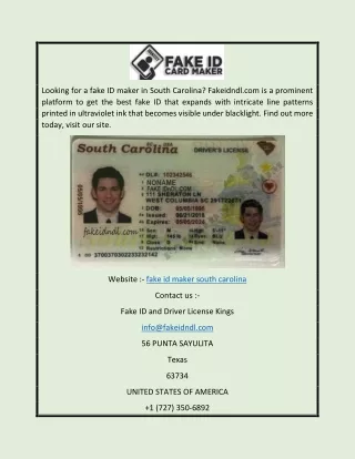 Fake Id Maker South Carolina | Fakeidndl.com